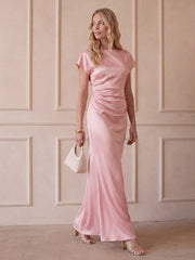 Captivating Presence Satin Cowl Back Maxi Dress