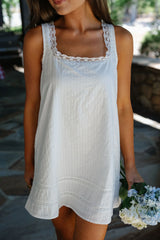 Clara Babydoll Swing Mini Dress-White