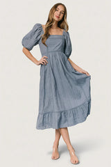 Delaney Eyelet Dress | Dusty Blue