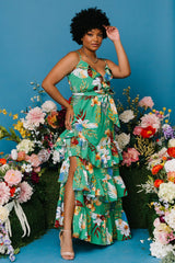 Dolores Ruffle Maxi Dress | Green Multi