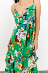 Dolores Ruffle Maxi Dress | Green Multi