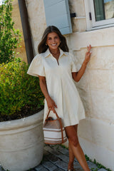 Sydney V-Neck Pleated Mini Dress-Butter Yellow