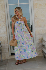 Floral Radiance Maxi Dress-Baja Blues
