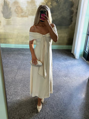 Lana Bow Dress-Cream