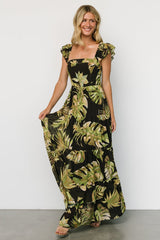 Encinitas Maxi Dress | Tropical Green + Black