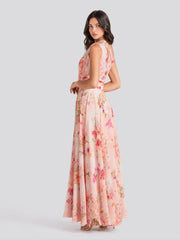 Bouquet Floral A-Line One Shoulder Chiffon Dress