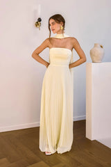 Rosewater Roads Strapless Maxi Dress Yellow