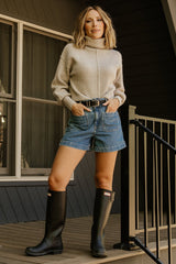 Frannie Knit Turtleneck Sweater | Taupe