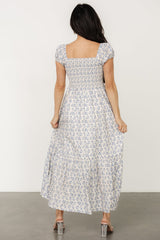 Haven Bow Dress | Ivory + Blue Floral