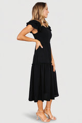 Jacie Smocked Midi Dress | Black