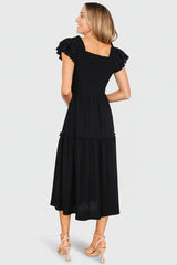 Jacie Smocked Midi Dress | Black