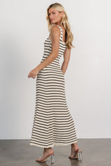 Jesse Ribbed Tank Maxi Dress | Ivory + Black