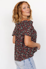 Jude Boho Top | Black + Red