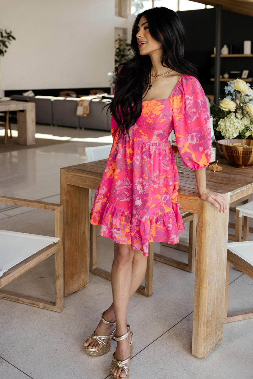 Levy Sweetheart Mini Dress | Fuchsia Multi