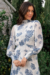 Luciana Maxi Dress | Off White + Blue