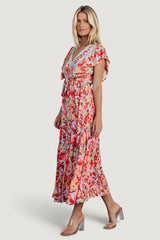 Maggie Maxi Dress | Blue + Coral Multi