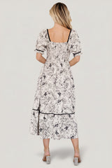 Mariana Midi Dress | Cream + Black Floral