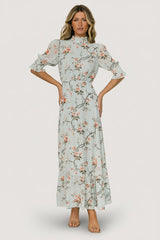 Marie Mock Neck Maxi Dress | Sage Floral