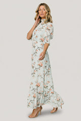 Marie Mock Neck Maxi Dress | Sage Floral