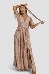 Marseille Embossed Maxi Dress | Champagne
