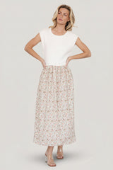 Myra Sweater Dress | Ivory + Coral Floral
