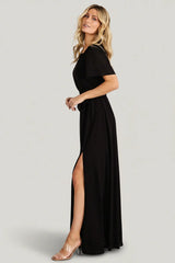 Naomi Short Sleeve Maxi Dress | Black