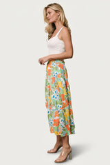 Nika Tiered Skirt | Orange + Blue Floral