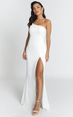 No Ones Fault One Shoulder Maxi Dress in White