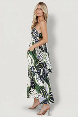 Norita Tie Back Tank Dress | Black + Green Print
