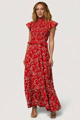 Orla Ruffle Maxi Dress | Red Floral