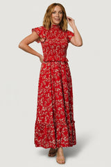Orla Ruffle Maxi Dress | Red Floral