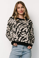 Petra Knit Sweater Top | Black + Ivory