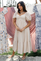 Poppy Midi Dress | Natural + Off White
