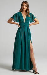 December Maxi Dress - Empire Waist Dress in Emerald