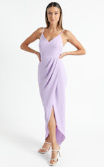 Lucky Day Drape Maxi Dress in Lilac