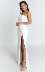 No Ones Fault One Shoulder Maxi Dress in White