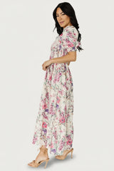 Tulsa Smocked Dress | Cream + Pink