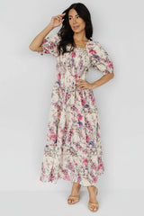 Tulsa Smocked Dress | Cream + Pink