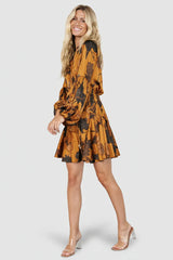 Venice Short Dress | Gold Floral