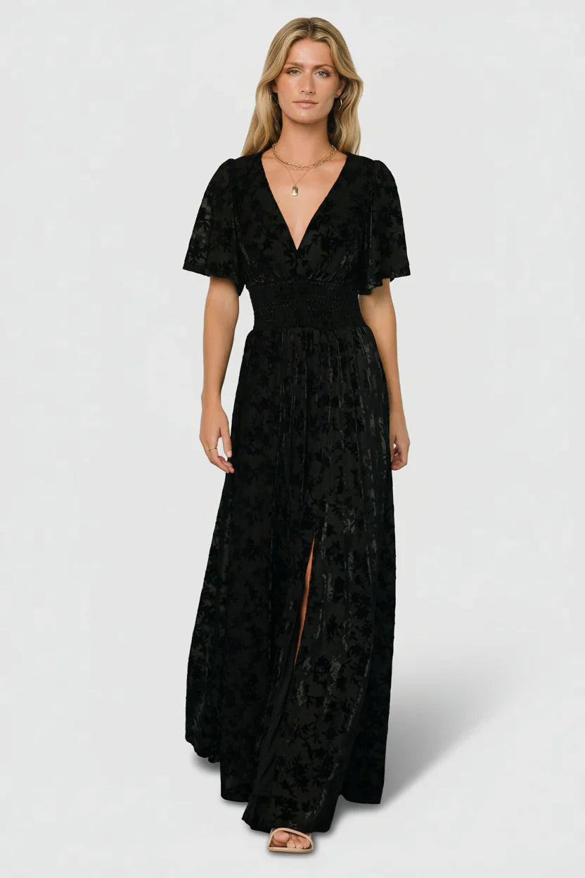 Veronica Velvet Maxi Dress | Black