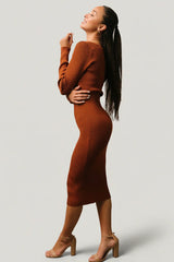 Waldorf Ribbed Midi Dress | Chestnut