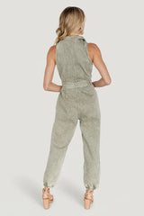 Zahara Sleeveless Jumpsuit | Washed Olive
